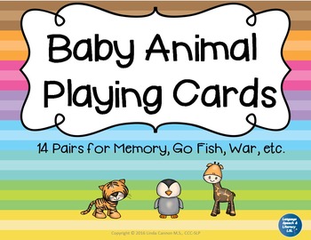 FREE - Baby Animal Playing Cards by Language Speech and Literacy