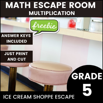 Preview of FREE Back to School 5th Grade Mini Escape Room Math Games Math Review No Prep