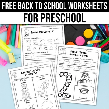 Preview of FREE Back to School Activities For Preschool Curriculum and Math Centers