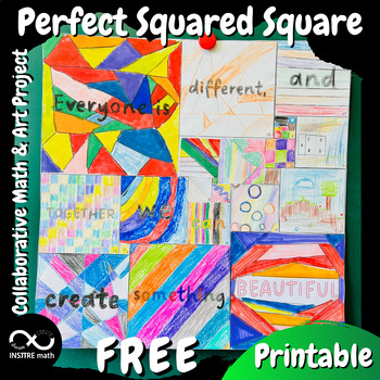 Preview of FREE Collaborative Math and Art Project: Perfect Squared Square