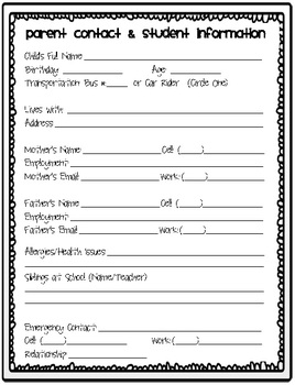 FREE Back to School Forms and Questionnaires! by me teach good | TpT