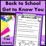 FREE Back to School Activity Get to Know You Icebreaker