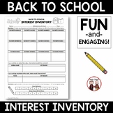 Back to School Interest Inventory for Grades 3-5