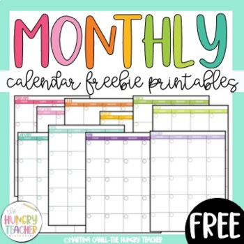 Preview of FREE Back to School Monthly Calendar Printables