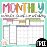 FREE Back to School Monthly Calendar Printables