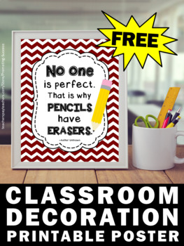 poster perfect motivational quote classroom printable subject grade teacherspayteachers