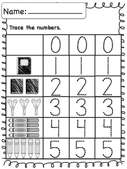 FREE Back to School Printable - Number Sense 0-5 (Kindergarten) | TPT
