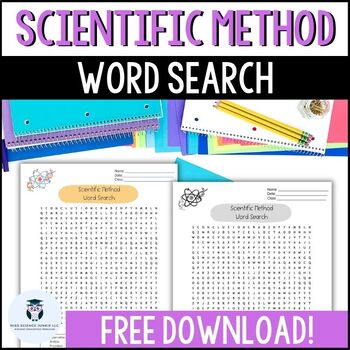 Preview of FREE Back to School Scientific Method Word Search