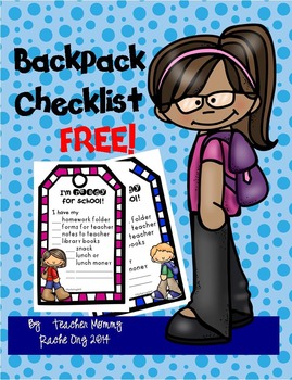 Preview of FREE Backpack Checklist