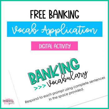 Preview of FREE Banking Vocabulary Application Activity