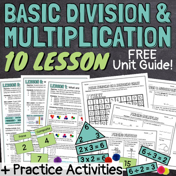 Preview of FREE Basic Multiplication & Division 10 Lessons Unit Guide with Worksheets