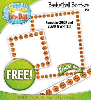 Preview of FREE Basketball Borders Clipart {Zip-A-Dee-Doo-Dah Designs}