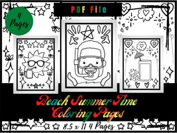 Beach Summer Time Coloring Pages For kids, Printable Coloring Sheets PDF