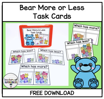 Preview of FREE Bear More or Less Task Cards