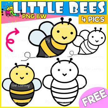 Cute Little Bee Girls Clip Art Set 