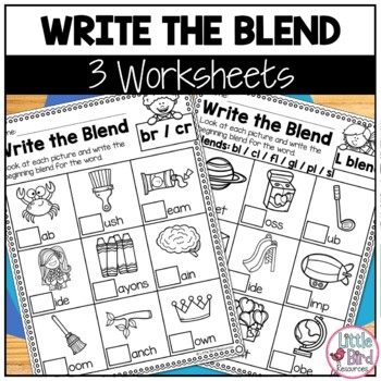 FREE Beginning Consonant Blends Worksheets | Sort by Blend and Write Blends