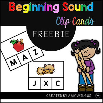 Preview of FREE Beginning Sounds Letter Names Letter Sounds Clip Cards