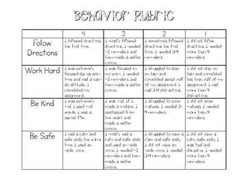 Preview of FREE Behavior Rubric, Contract, & Tracker
