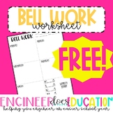 FREE Bell Work Weekly Answer Sheet