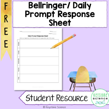 Preview of FREE Bellringer Daily Prompt Getting Started Transition Response Sheet