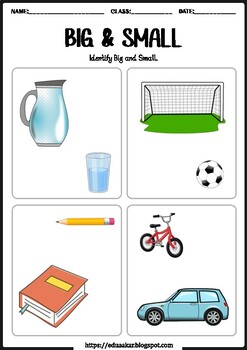 concept of big and small worksheets
