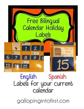 Preview of FREE Bilingual Calendar Holidays