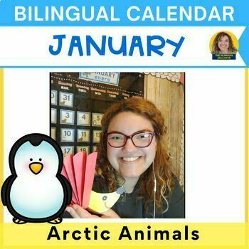 Preview of FREE Bilingual English Spanish January Calendar Winter Animals