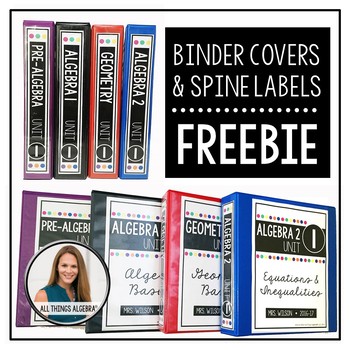 Preview of FREE Secondary Math Binder Covers and Spine Labels
