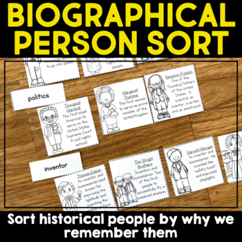 Preview of FREE Biography Person Sort - Sort Historical People by Why We Remember Them