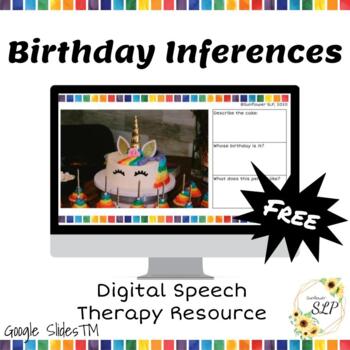 Preview of FREE Digital Birthday Cake Inferences for Speech Therapy