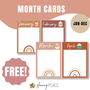 Preview of FREE Birthday Display Months Of The Year Cards For Classroom