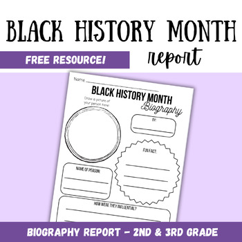 Preview of FREE Black History Month Biography Report - 2nd & 3rd Grade