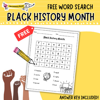 FREE Black History Month Word Search | K-2 Early Finisher Worksheet ...