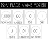 FREE Black & White Place Value Posters
