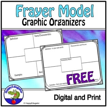 Preview of FREE Blank Frayer Model Graphic Organizers