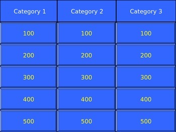 Preview of FREE Blank Jeopardy Game Template: 3 Category Jeopardy