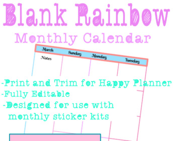 Preview of FREE Blank Monthly Planner Calendar-Print and Trim