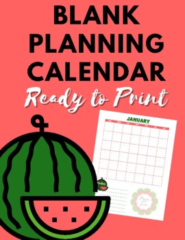 Preview of FREE - Blank Planning Calendar - Editable Monthly Calendar