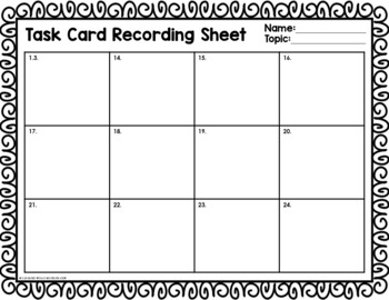 Free Blank Task Card Recording Sheets By Teaching With A Mountain View