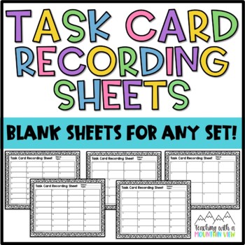 Preview of FREE Blank Task Card Recording Sheets