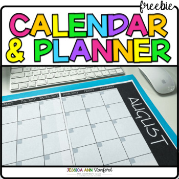 Preview of FREE Blank Teacher & Student Calendar & Planner - Printable PDF Template