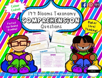 Preview of {NEON} Blooms Taxonomy Close Reading Questions Reading Comprehension