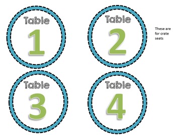 Preview of FREE Blue & Green table numbers