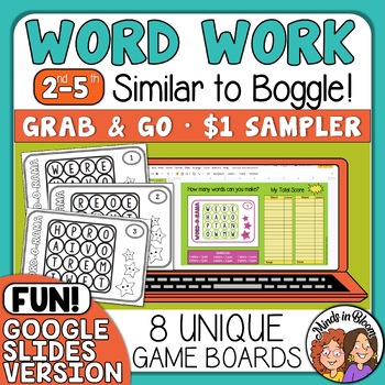 Preview of Word Work Game like Boggle™ for Centers Fast Finishers ELA Block Activity Sample