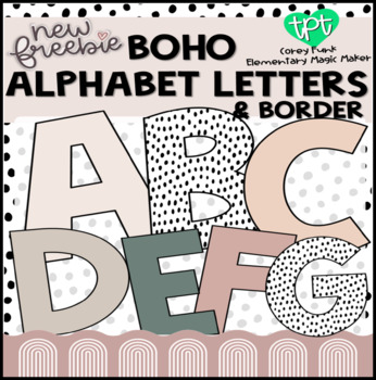 Preview of FREE Boho Bulletin Board Letters and Boho Border