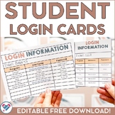 FREE Boho Student Login Information Cards