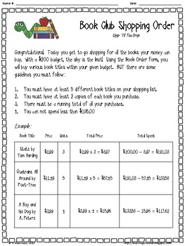 Preview of FREE Book Club Order Math Activity