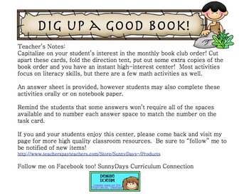 Preview of FREE Book Order Form Literacy Center