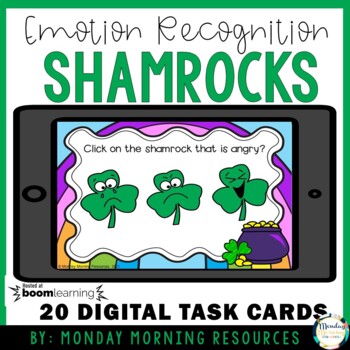 Preview of FREE Boom Cards™ Identifying Emotions - Shamrocks - SEL Learning