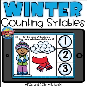 Preview of FREE Boom Cards™ Winter Counting Syllables
